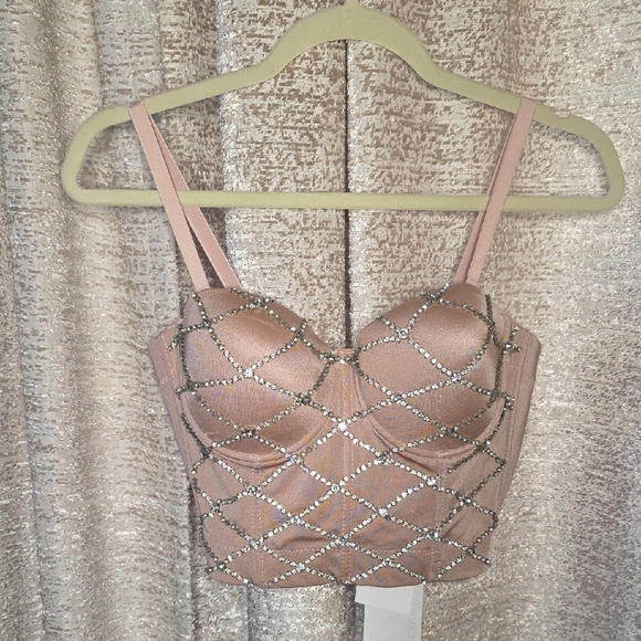 DaVeamor Tops - Embellished Blush Pink Bustier Top